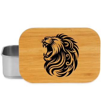 Lion rugissant avec une crinière et des dents élégantes - Boîte à goûter - argent - Devant