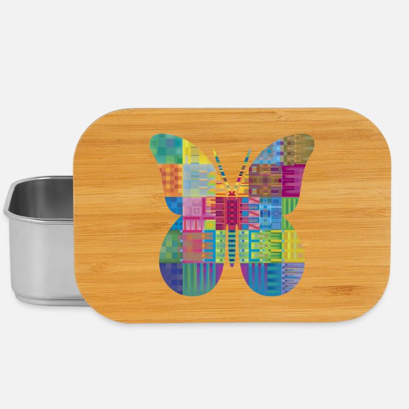 Colorful Patchwork Butterfly - Lunch Box - silver