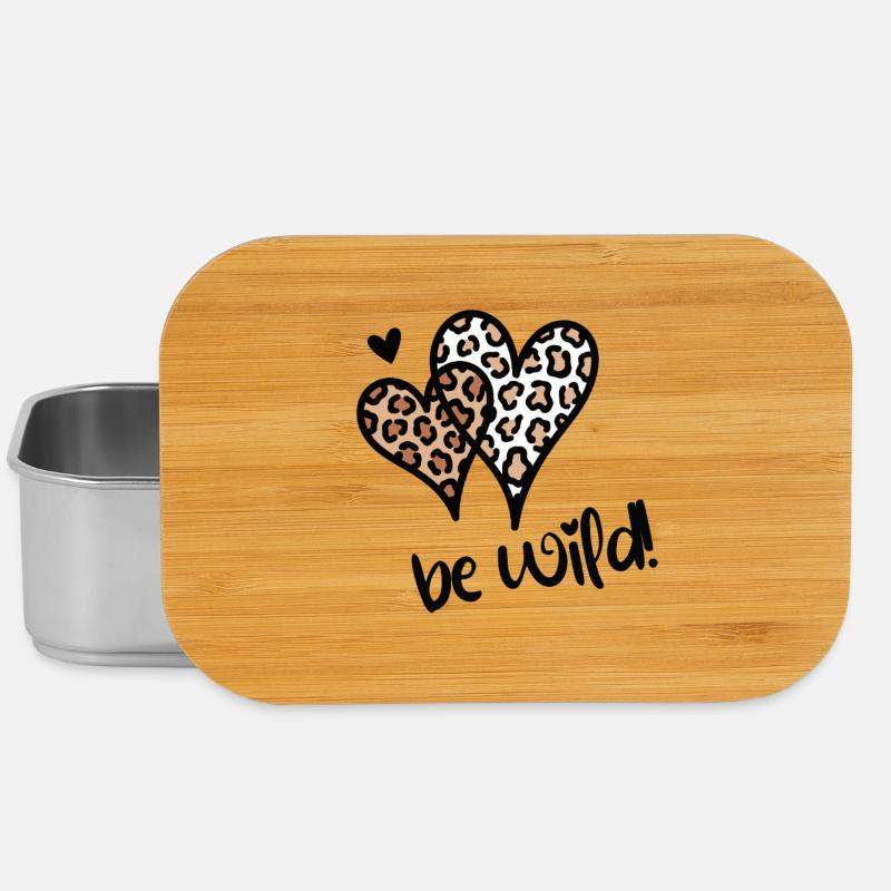 Be Wild Leopard Hearts - Lunch Box - silver