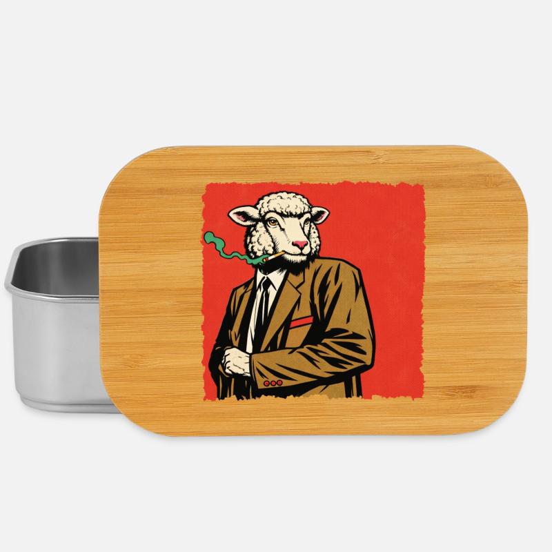 Lamm im Anzug mit Pfeife - Lunch Box - Silber
