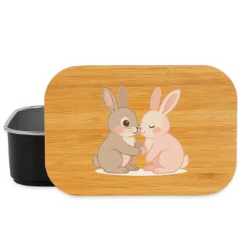 Romantic bunny couple under the stars - Lunch Box - black - Front