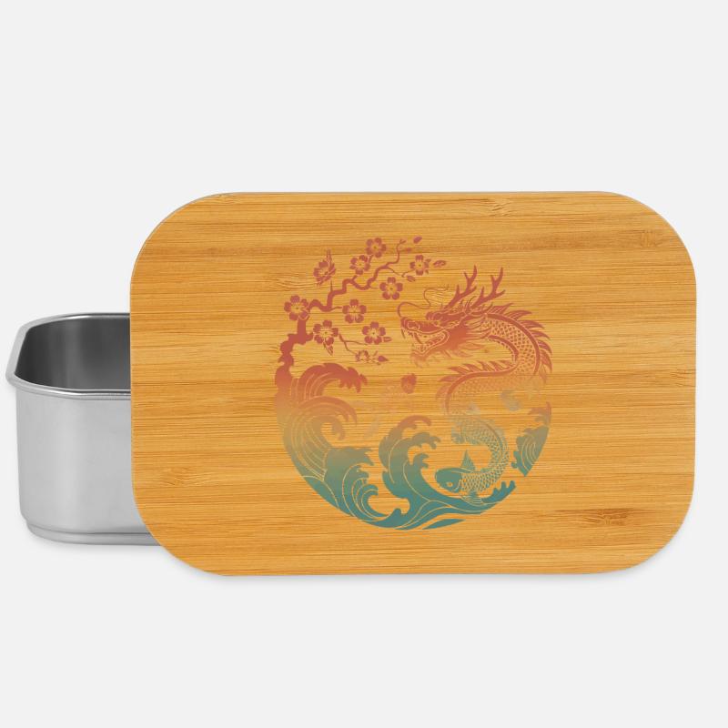 Drache & Koi Kreisdesign - Lunch Box - Silber