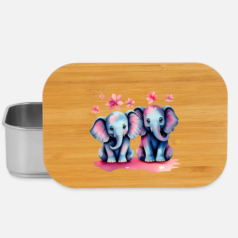 Pastellelefanten mit Blumen - Lunch Box - Silber