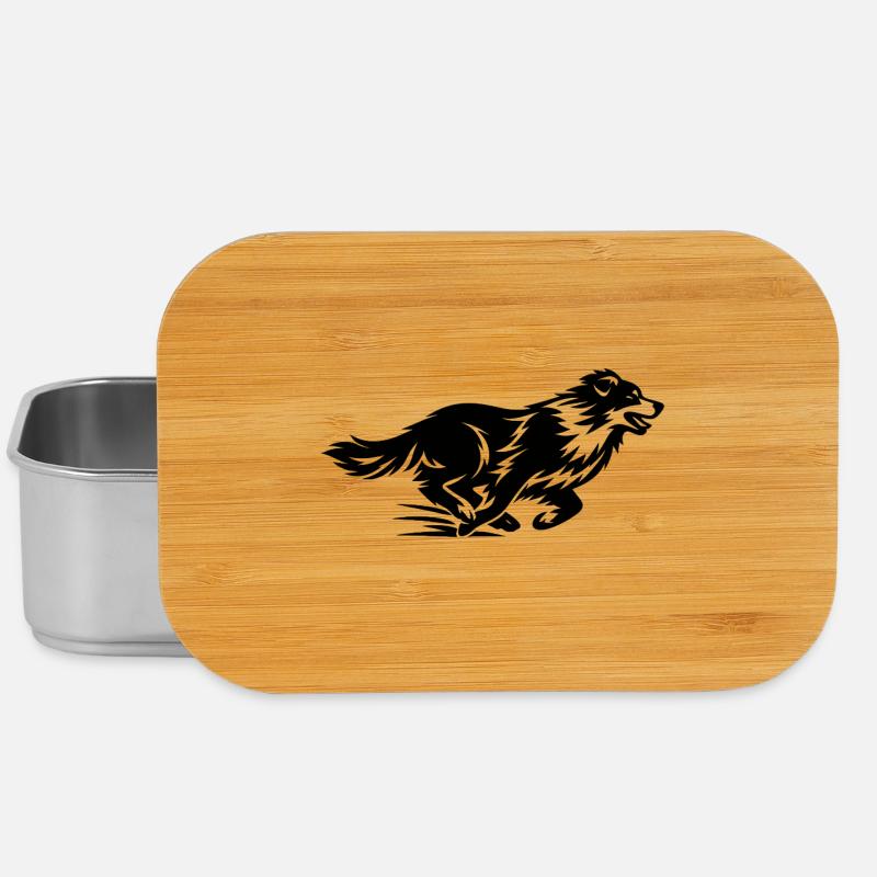 Silhouette du Border Collie en course - Boîte à goûter - argent