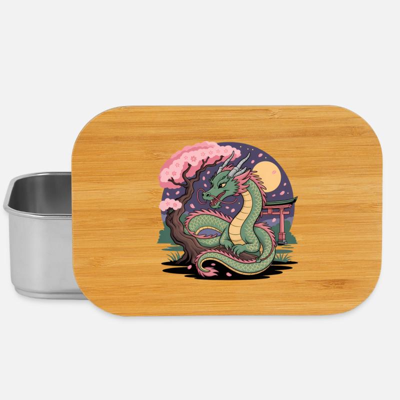 Drache Sakura unter dem Mond - Lunch Box - Silber