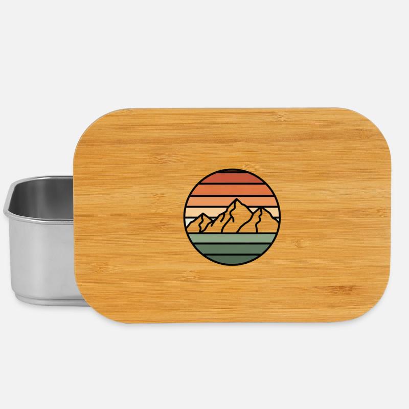 Sunset Mountains Retro Circle - Lunch Box - silver