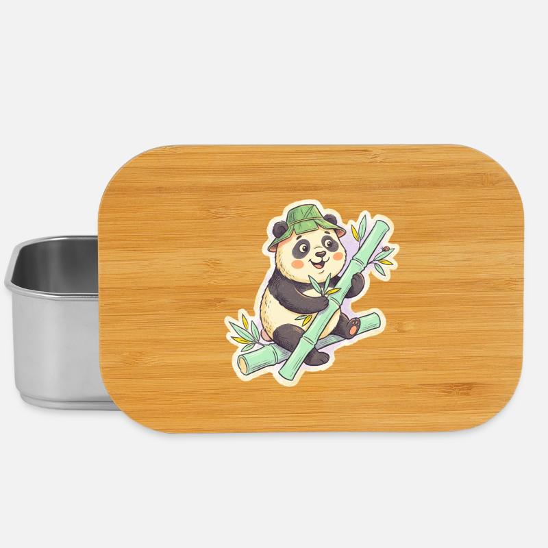 Panda on bamboo path - Lunch Box - silver