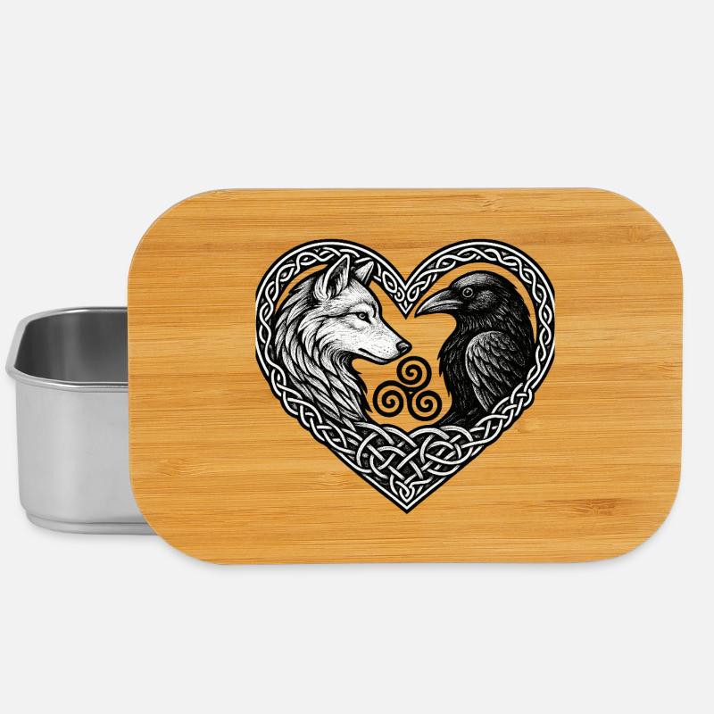 Celtic Heart: Wolf und Krähe - Lunch Box - Silber