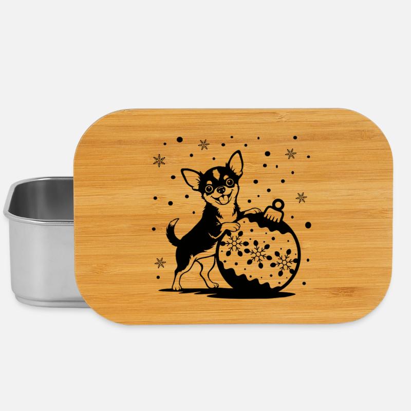 Fröhlicher Chihuahua mit Weihnachtskugel - Lunch Box - Silber