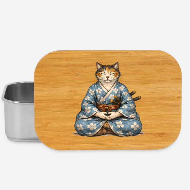 Zen-Samurai-Katzen-Meditationskimono - Lunch Box - Silber