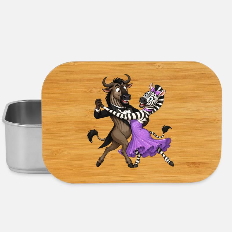 Wildebeest and zebra in elegant ball dance waltz - Lunch Box - silver