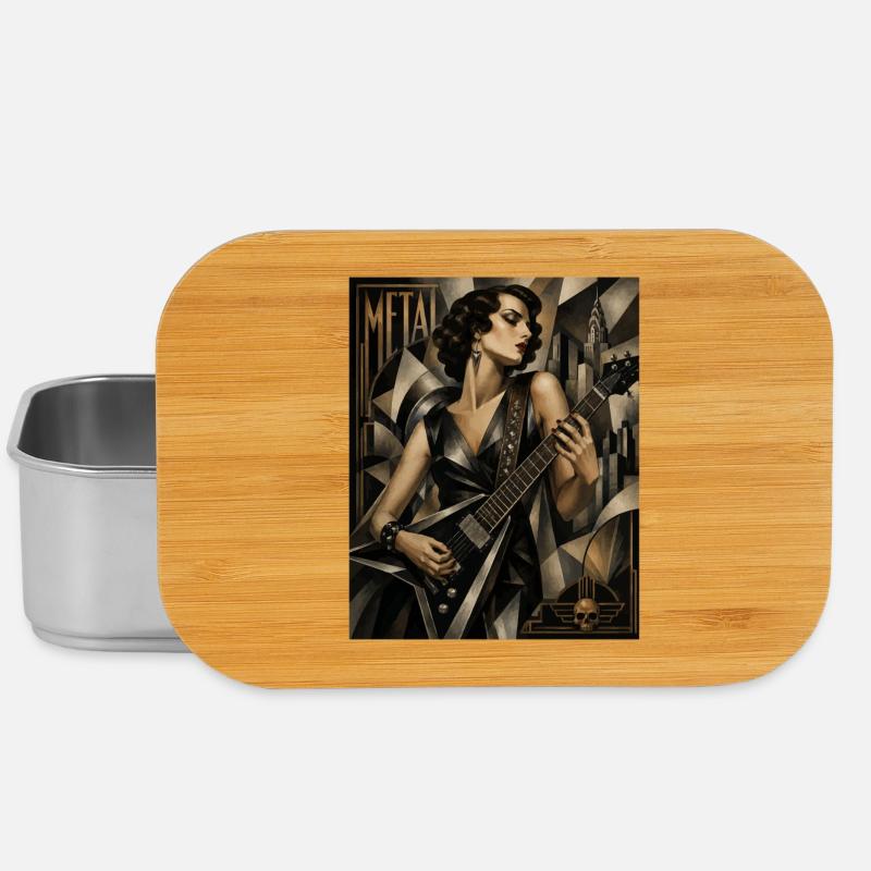 Gothic Guitar Heroine Deco Style - Lunch Box - silver