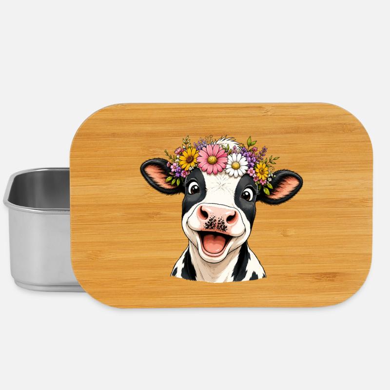Vache avec une couronne de fleurs - Boîte à goûter - argent