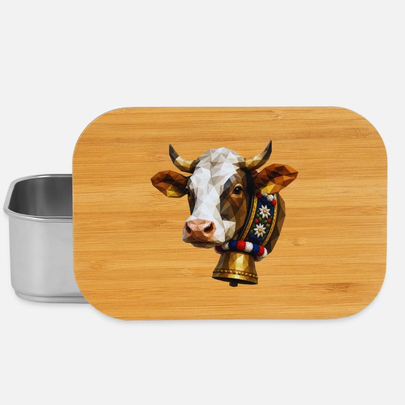 Cow Polygon Bell Flower Wreath - Lunch Box - silver