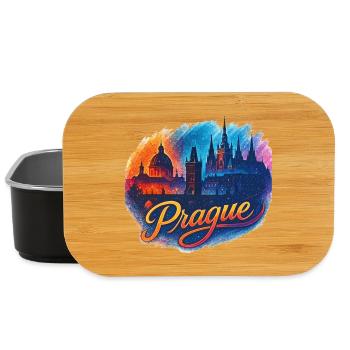 Prag Skyline: Modernes & Episches Fantasy Design - Lunch Box - Schwarz - Vorne