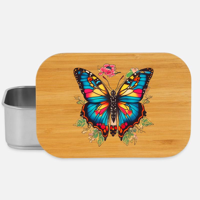 Tatouage papillon - Boîte à goûter - argent