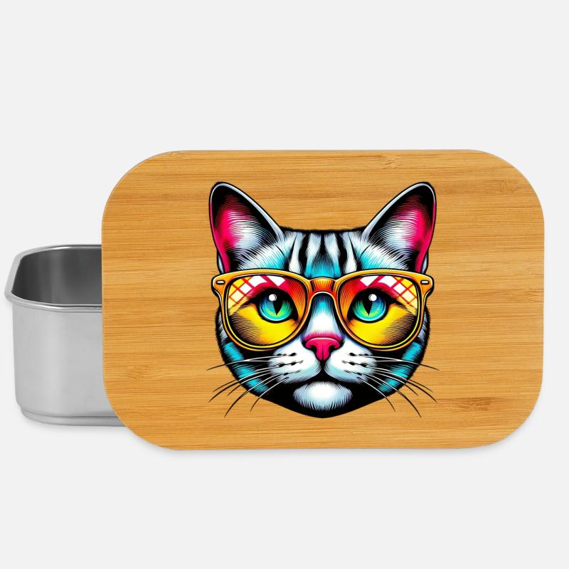 Chat avec des lunettes de soleil - Boîte à goûter - argent