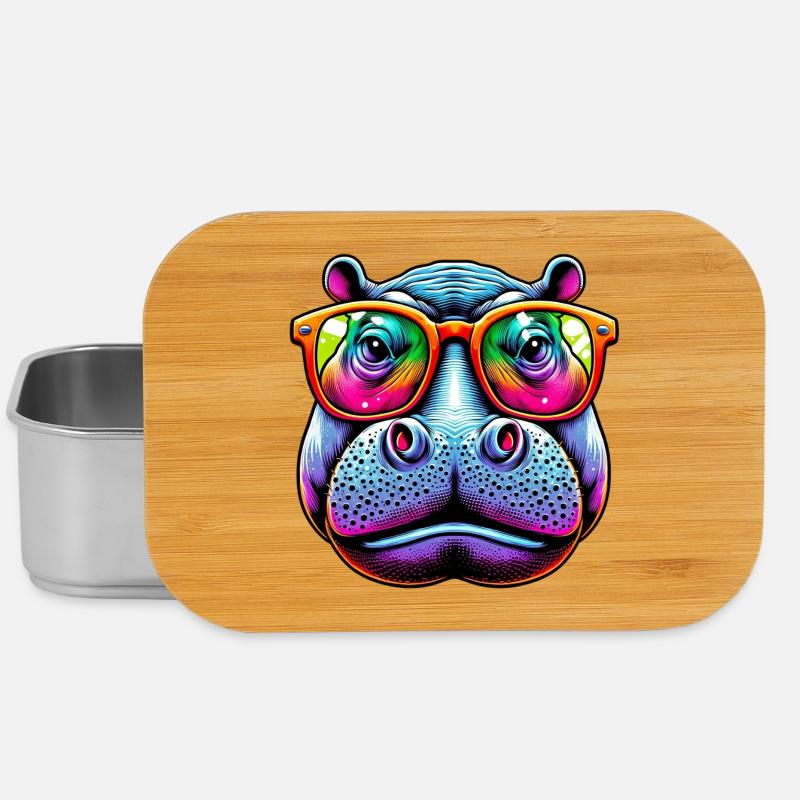 Nilpferd mit Sonnenbrille - Lunch Box - Silber