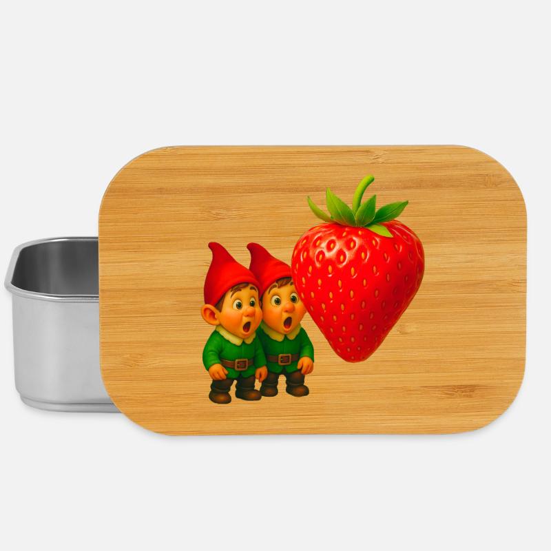 Gnomes and strawberry - Lunch Box - silver
