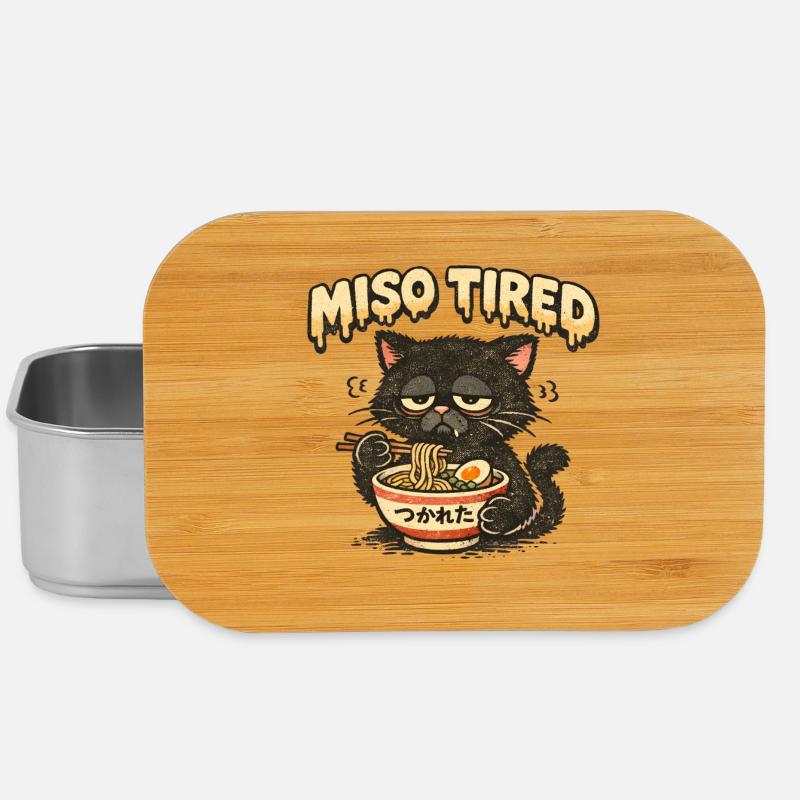 Miso Tired – Müde Katze isst Ramen - Lunch Box - Silber