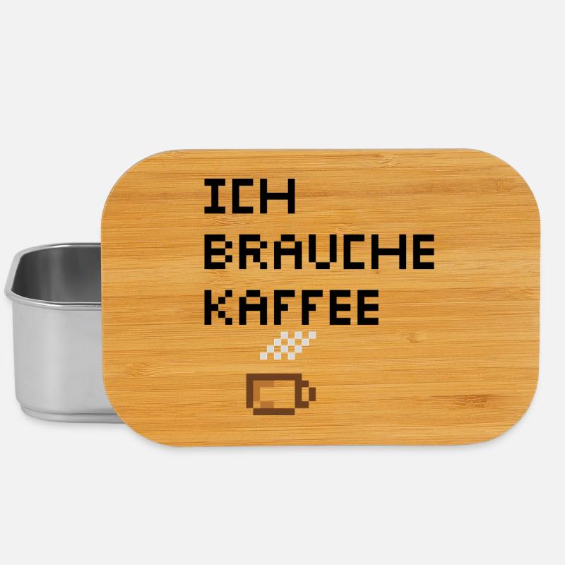 Ich brauche Kaffee Minimalistisches Kaffee Design - Lunch Box - Silber