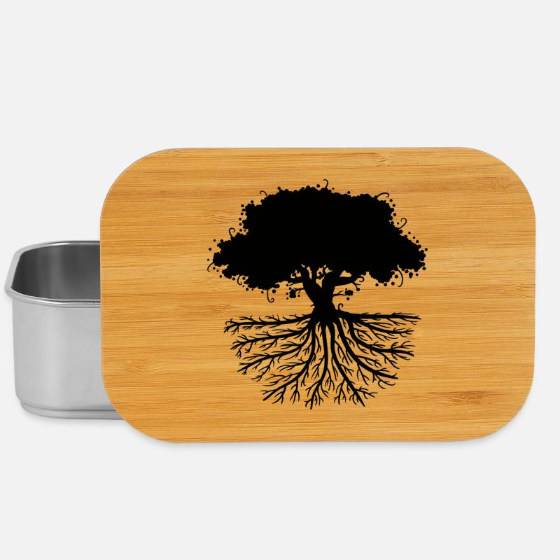tree roots black - Lunch Box - Silber