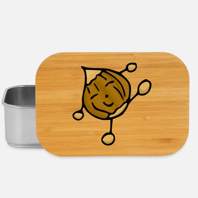 Nut hazelnut funny cool positive food - Lunch Box - silver