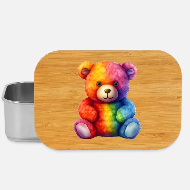 Regenbogen Plüsch Bär Umarmung - Lunch Box - Silber