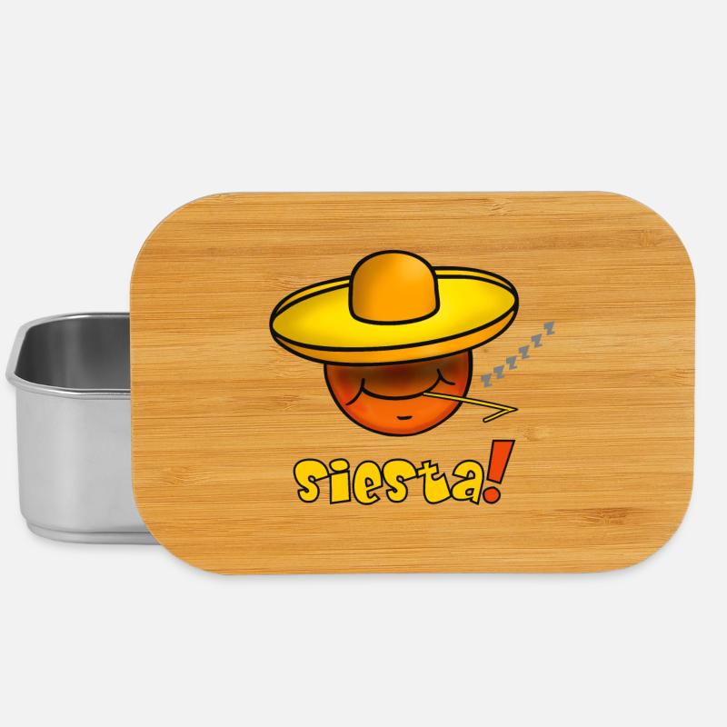 Siesta - Funny Emoticon with Sombrero Hat - Lunch Box - silver