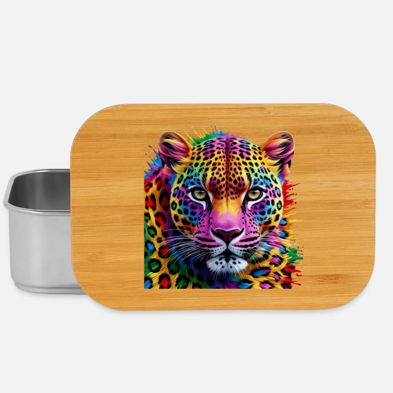 bunter Leopard - Lunch Box - Silber