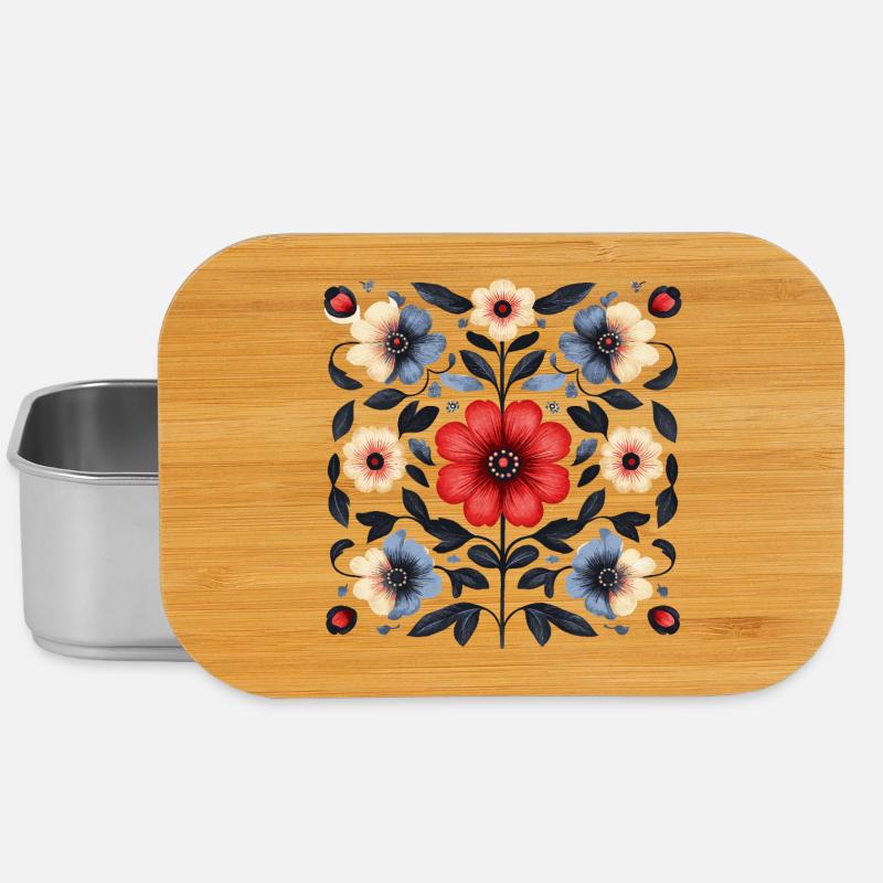 nordisches Blumenmuster - Lunch Box - Silber
