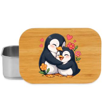 Duo Cœur de Pingouin Câlin - Boîte à goûter - argent - Devant