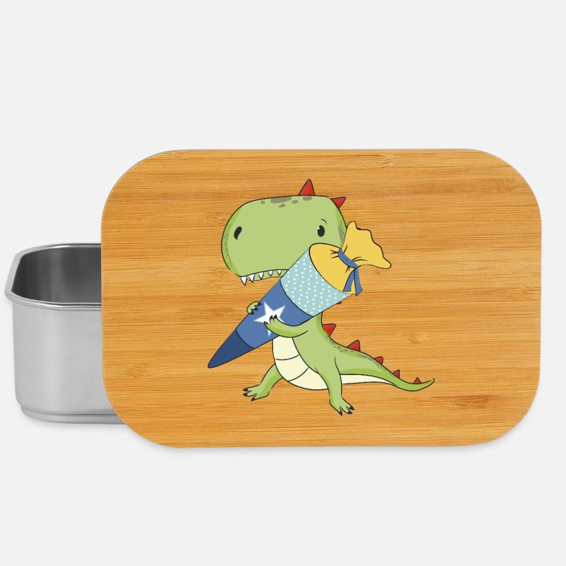 Dino mit Schultüte - Lunch Box - Silber
