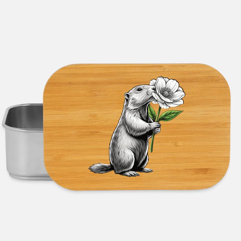 Murmeltier mit Blume - Lunch Box - Silber