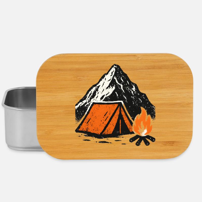 Mountain camping tent by the fire - Lunch Box - silver