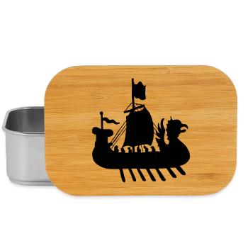 Viking boat ship shadow image - Lunch Box - silver - Front