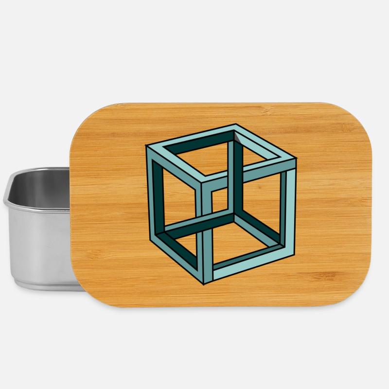 Escher Impossible Cube - Lunch Box - silver
