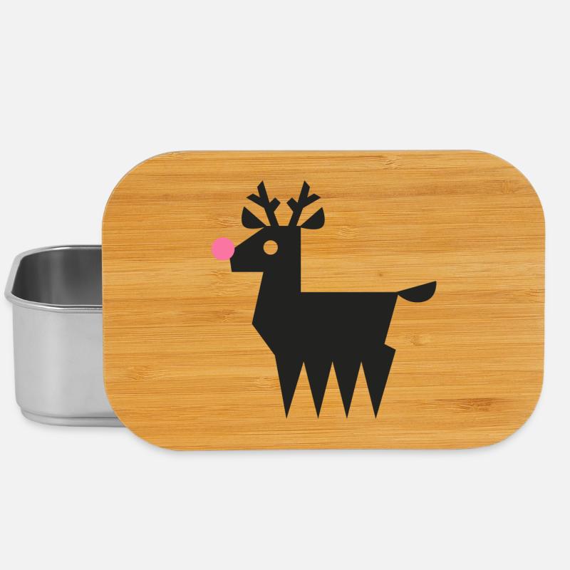 Rentier Rudolf Logo L schwarz mit neonpinker Nase - Lunch Box - Silber
