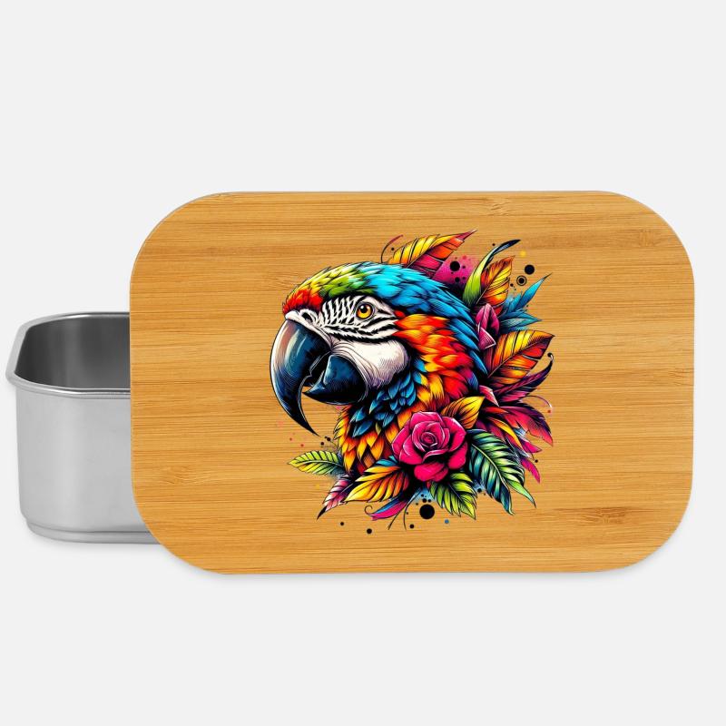 Papagei - Lunch Box - Silber