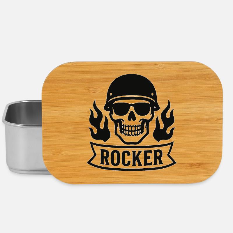 Flames Skull Rocker - Lunch Box - silver