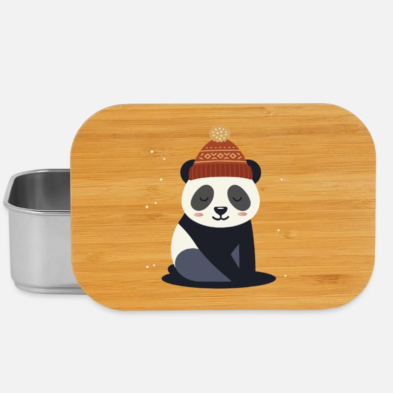 Panda mignon avec chapeau d’hiver – motif d’hiver - Boîte à goûter - argent