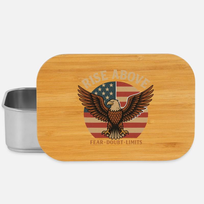 Vintage Eagle Design USA Flag & Saying - Lunch Box - silver