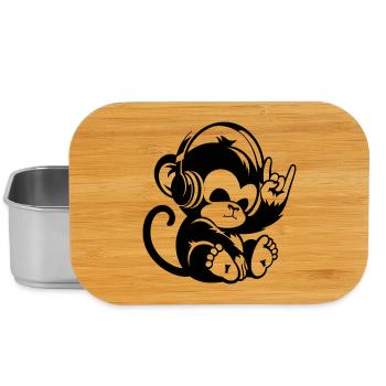 Rock Affe mit Kopfhörer und Rock-Handzeichen - Lunch Box - Silber - Vorne