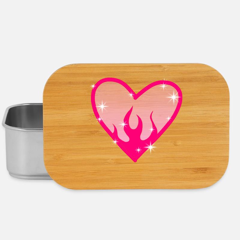 Flammenherz Pink Glow - Lunch Box - Silber
