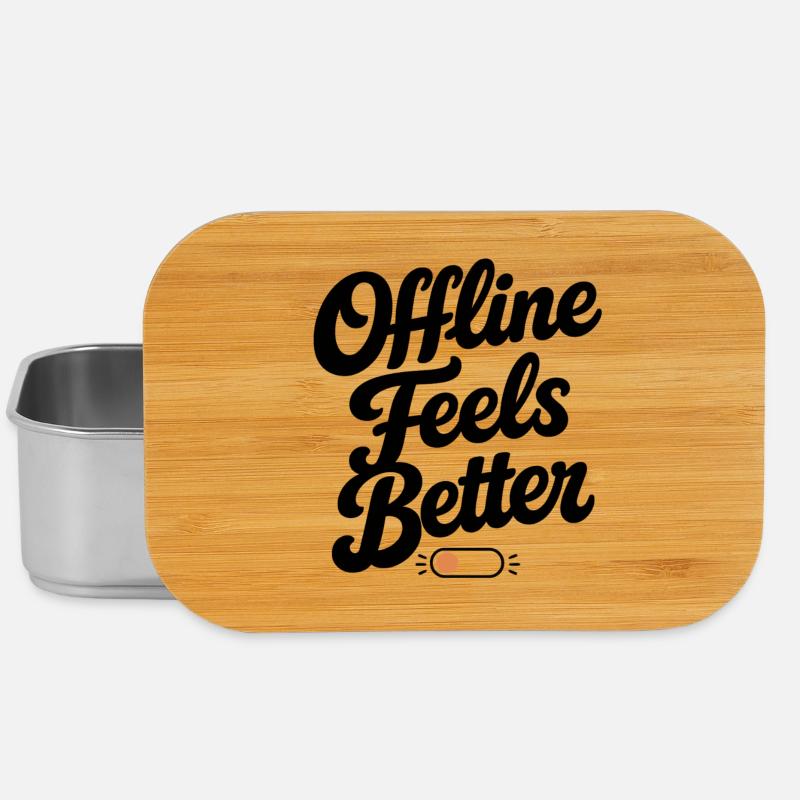 Offline Feels Better | Minimal Retro Typography  - Lunch Box - silver