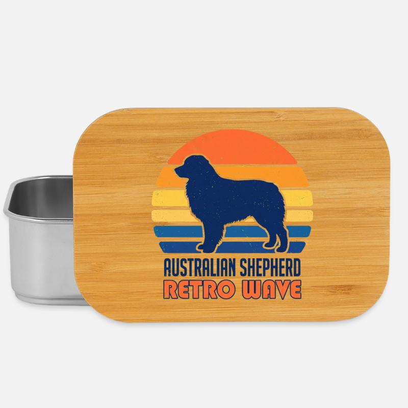Retro Wave Aussie: Vintage Australian Shepherd - Lunch Box - silver