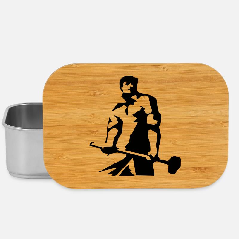 Arbeiter - Schwarzsilhouette Kunstmotiv - Lunch Box - Silber