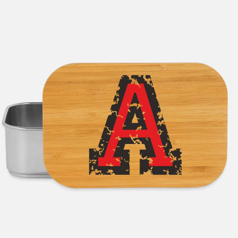 A (Vintage Rot) Buchstabe A - Lunch Box - Silber