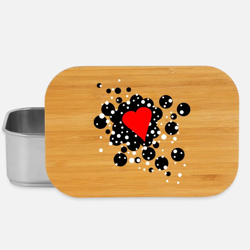 Coeur rouge avec des points noirs et blancs - Boîte à goûter - argent