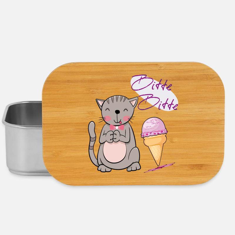 Katze mit Eistüte - Lunch Box - Silber